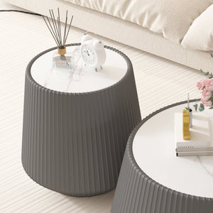 Light Sintered Stone Top Cup Shape Leather Coffee Table