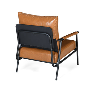Mid-Century Modern Accent Chair with Brown Faux Leather Upholstery