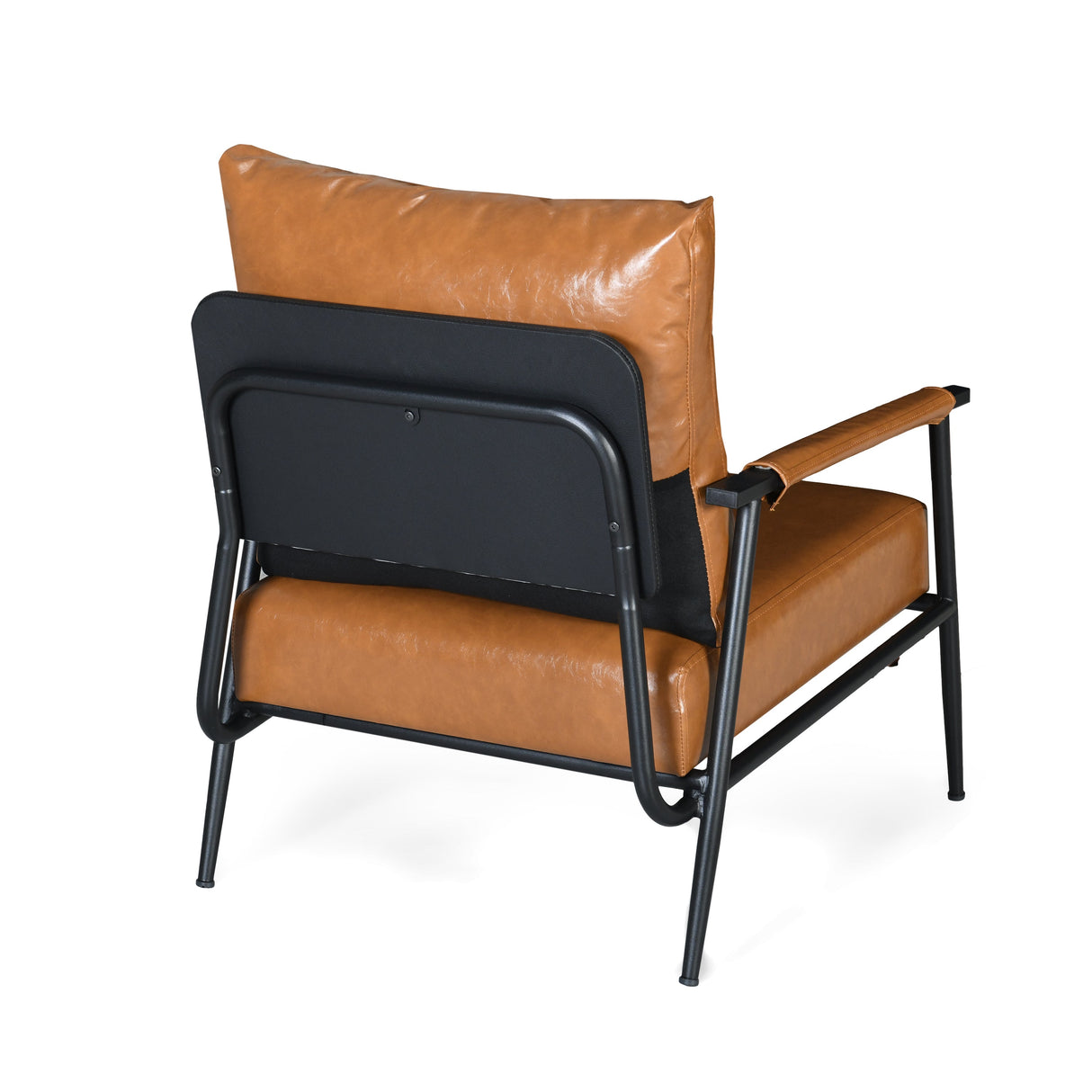 Mid-Century Modern Accent Chair with Brown Faux Leather Upholstery