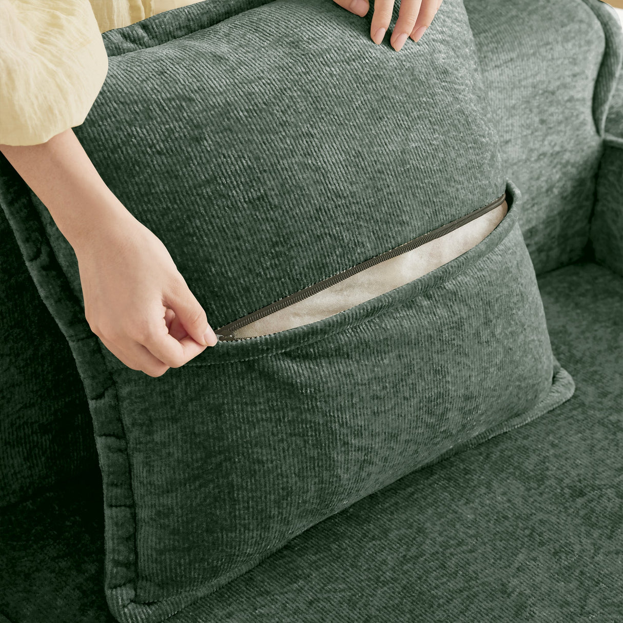 Armless Sofa Velvet-Green