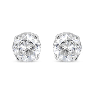 14K White Gold Round Cut Diamond Solitaire Stud Earrings (1/2 cttw, H-I Color, SI1-SI2 Clarity)