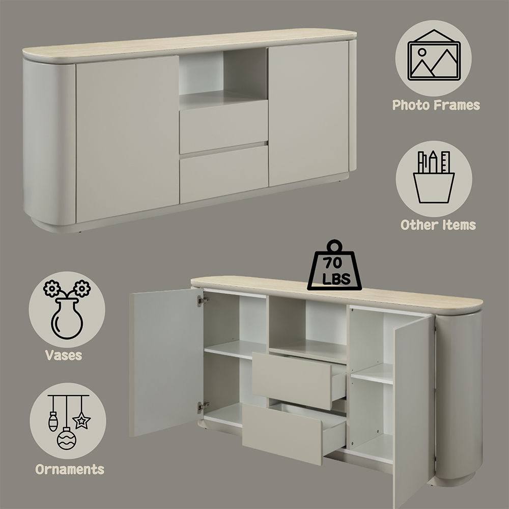 Ingram - Server - Ceramic Top & Light Gray