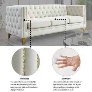 Modern Sofa With Button Tufting, Upholstered Couch For Living Room