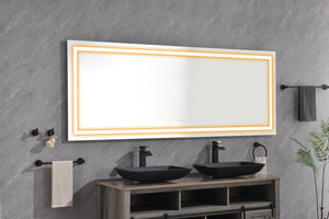 72" LED Bathroom Mirror with Dimmable Anti-Fog Lighting - Aluminum & Glass