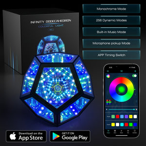Infinity Mirror Light RGB Dodecahedron Lamp for Gaming Room & Desk Decor