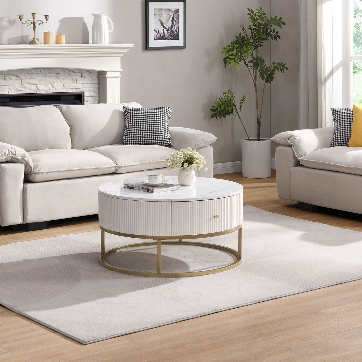 Modern Round Table With Drawers