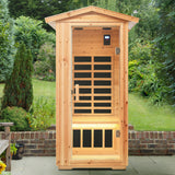 One-Person Indoor/ Outdoor  Infrared Sauna – Natural Old Fir Finish