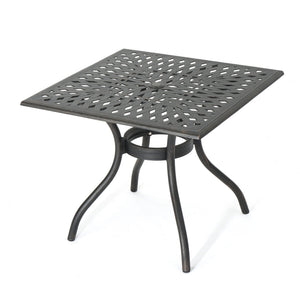 Enchantia Outdoor Square Dining Table with Weave Tabletop and Flared Legs - Copper