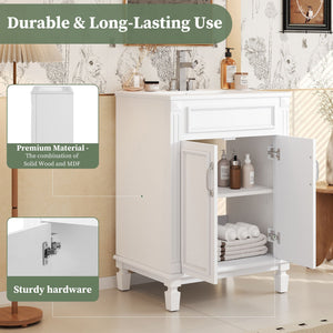 Bathroom Vanity With Top Sink, Cabinet With 2 Soft Closing Doors
