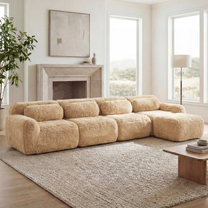 L-Shaped Soft And Fluffy Modular Sectional Sofa