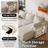 The Lionel Multifunctional Chenille Convertible Sofa Bed - USB and Storage