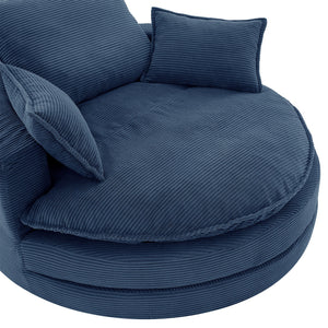 360° Swivel Accent Barrel Chair With Dual Layer Cushion And 3 Removable Pillows
