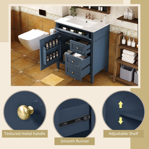 Bathroom Vanity With Top Sink, 2 Drawers & Tip Out Drawer