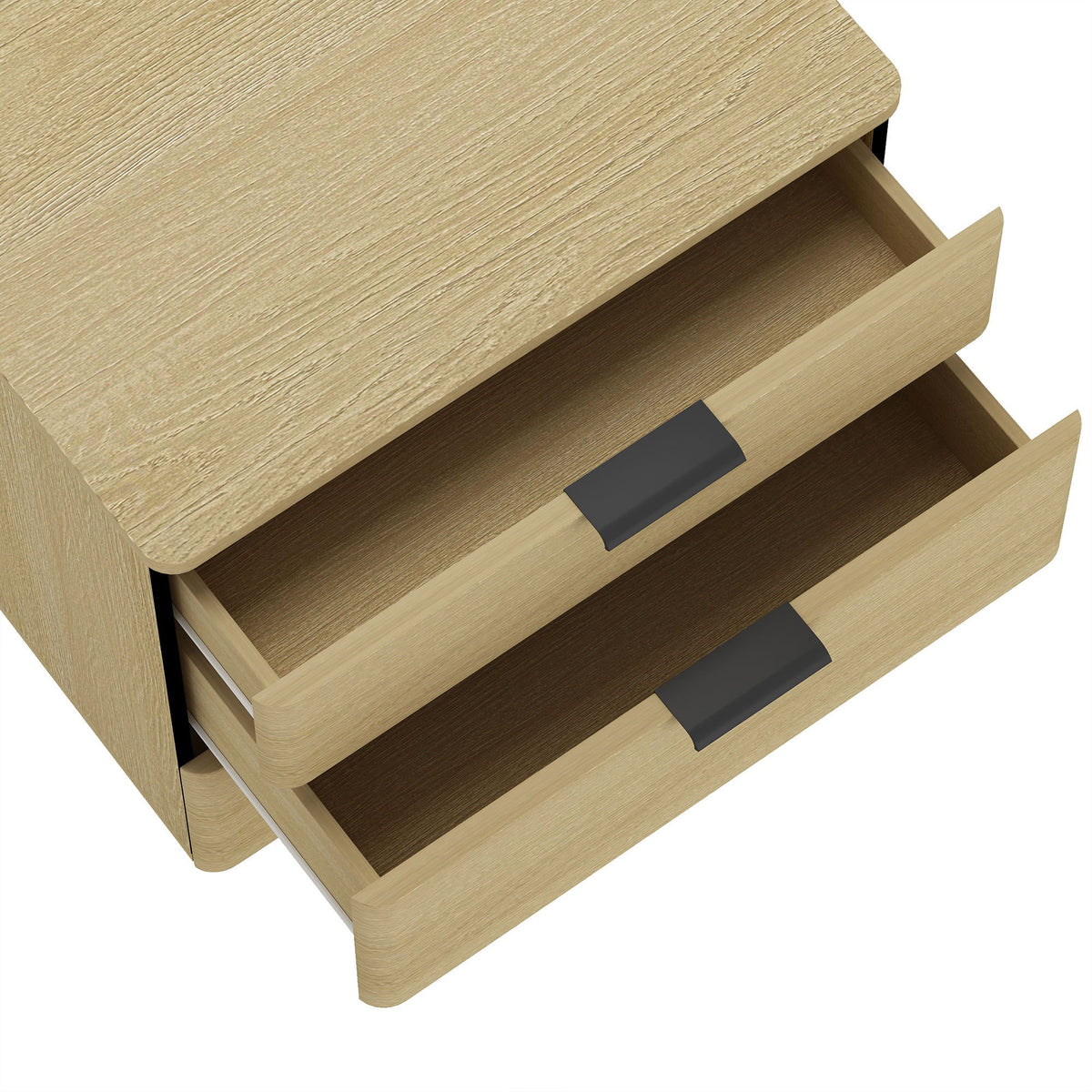 Oak Nightstand with 3 Drawers and Metal Handles - Payton