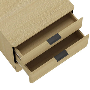 Oak Nightstand with 3 Drawers and Metal Handles - Payton