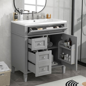 Bathroom Vanity With Top Sink, 2 Drawers and Tip Out Drawer