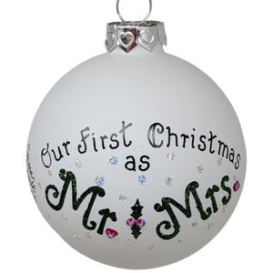 Christmas Keepsake Glass Ornament - First Christmas as Mr and Mrs