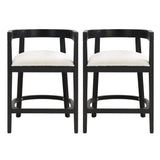 Modern Rubberwood Counter Stool Set with Upholstered Seats
