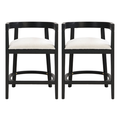 Modern Rubberwood Counter Stool Set with Upholstered Seats