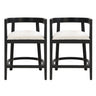 Modern Rubberwood Counter Stool Set with Upholstered Seats