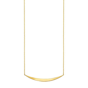 14k Yellow Gold Necklace with Polished Curved Bar Pendant