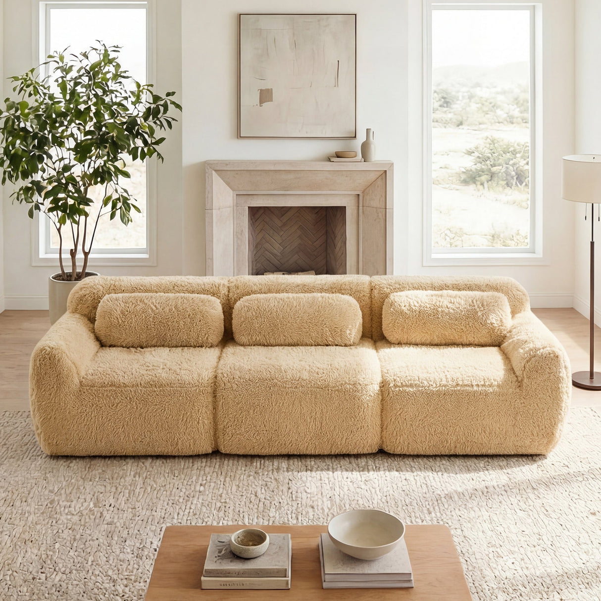 114'' Soft And Fluffy Modular Sectional Sofa