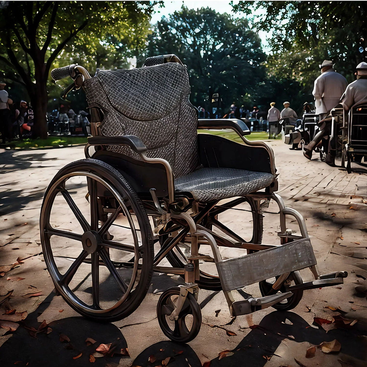 Lightweight Wheelchair Foldable For Adults, Manual Transport Chair With Double Brakes