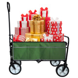 Folding wagon garden shopping beach cart (green)