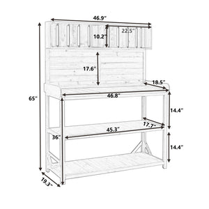 TOPMAX 65' Large Wooden Farmhouse Rustic Outdoor Potting Bench Table
