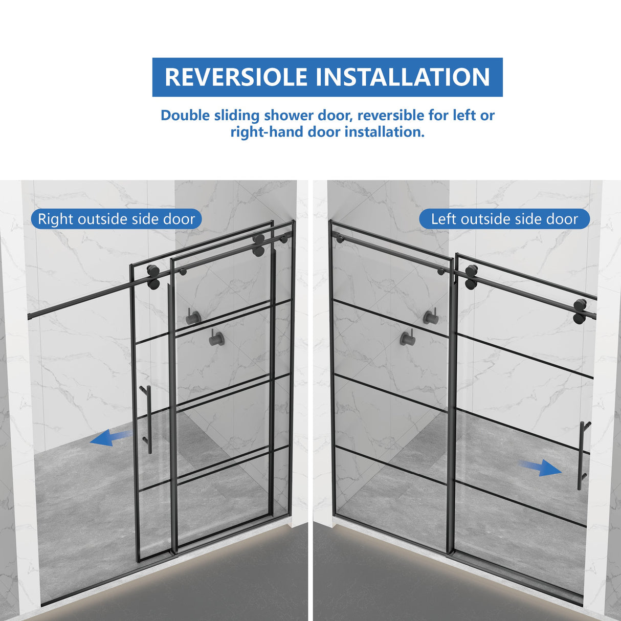 Matte Shower Doors - 56-60" W x 72" H