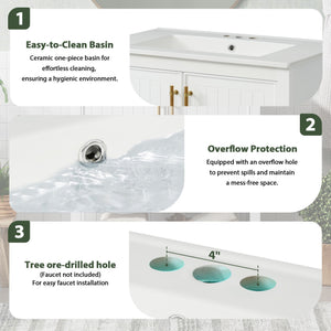 Elegant Bathroom Vanity With Ceramic Sink And Versatile Storage