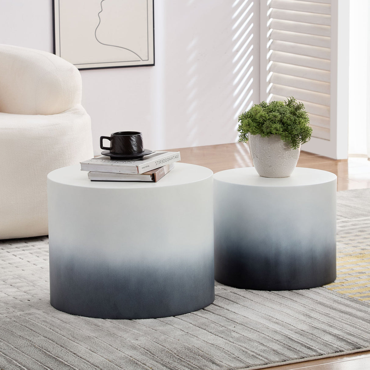 MDF with Ash/Oak/Walnut Veneer Nesting Table Set of 2