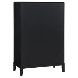 California King 5 Piece Bedroom Set With Fluted Detailing - Black