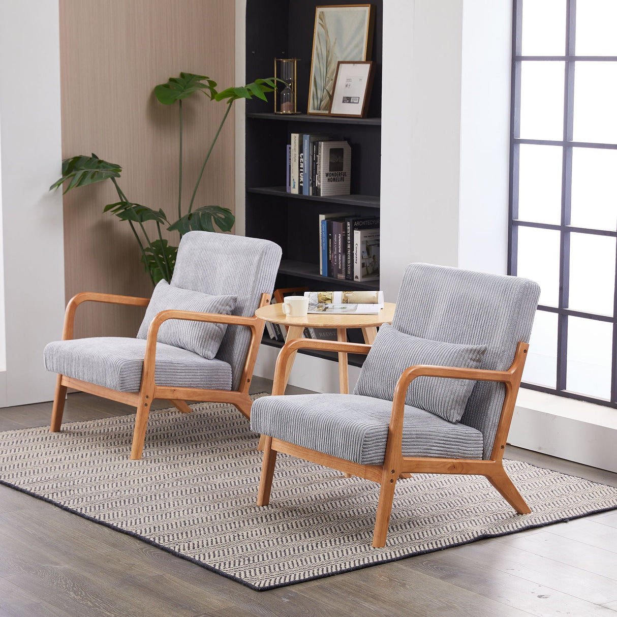 Accent Arm Chair With Pillow Upholstered