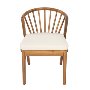 Outdoor Dining Chairs Set of 2, Acacia Wood Patio Chairs with Cushions