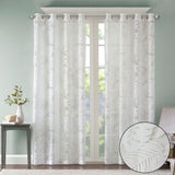 Palm leaf burnout window sheer