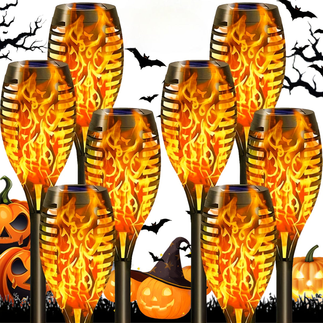 8-Pack Solar Flame Torch Lights – Flickering Outdoor Garden Lights for Patio & Lawn