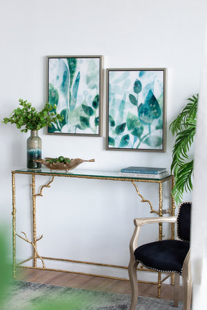 Sylvan Serenity™ — Set of 2 Blue & Green Leaf Acrylic Prints