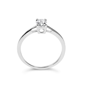 14K White Gold 1/2 Cttw Oval Lab Grown Diamond 4 Prong Solitaire Engagement Ring (F-G Color, VS2-SI1 Clarity) - Size 7