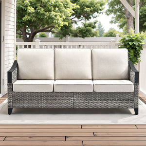 73.4" Wide Outdoor Wicker Sofa