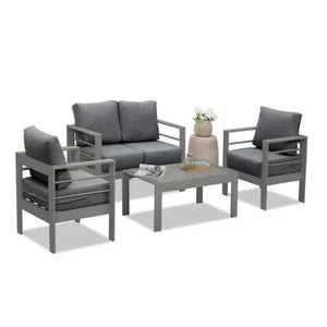Patio Armchairs With Thick Cushions, All Weather (Set of 2) - Gray / Gray