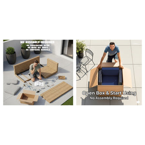 Wicker Outdoor Sectional With Weather Resistant Cushions And Table