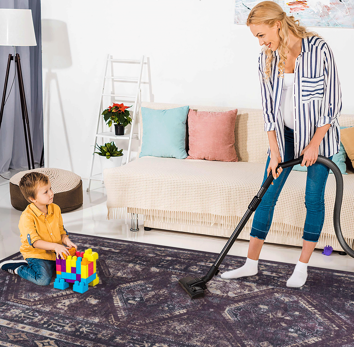 Naar Washable Area Rugs, Low-Pile, Non-Slip, Non-Shedding, Foldable, Kid & Pet Friendly