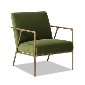 Hammered Brass Upholstered Accent Arm Chair with Performance Upholstery - Orange or Dark Green