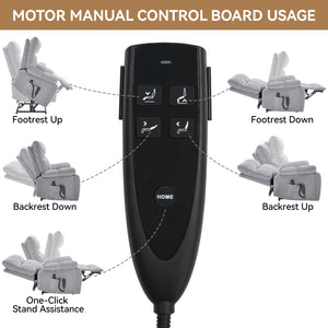 Grey Heat Massage Dual Motor Electric Power Lift Recliner