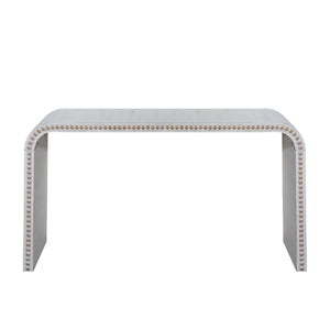 Washed white Console Table, 59in Entryway Table, Curved Waterfall-style Table,Console table with wood beads,Entrance Table for Entryway, Hallway, Living Room, Foyer, Corridor, Office