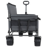 3-in-1 Convertible Folding Wagon Cart with Bench Seat & Storage