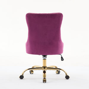 Office Chair Modern Velvet Upholstered Tufted Button (Purple)
