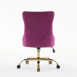 Office Chair Modern Velvet Upholstered Tufted Button Purple