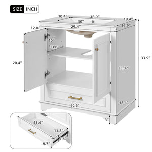 Bathroom Vanity With Sink, Cabinet & 2 Soft Closing Doors & Adjustable Shelf